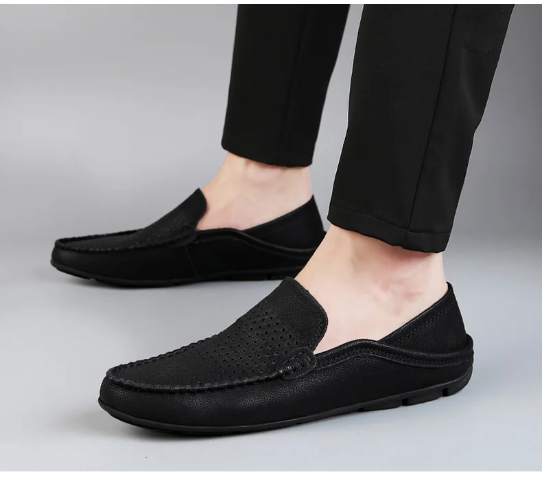 QFFAZ Men Casual Shoes Fashion Men Shoes Leather Men Loafers Moccasins Slip On Men's Flats Loafers Male Shoes