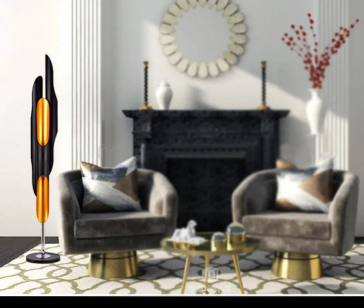 Creative personality bamboo three floor lamp postmodern minimalist floor lamp hotel oblique aluminum bamboo led floor lamps led