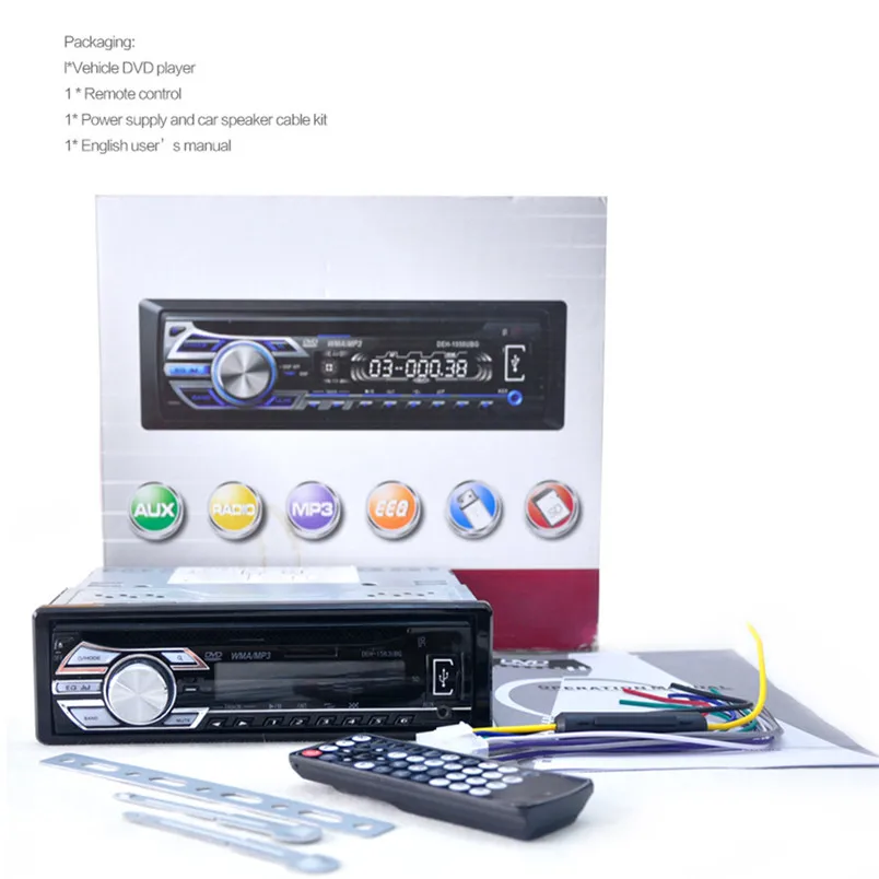 1563U 12 V автомобиля аудио стерео радио USB SD Mp3 плейер AUX DVD проигрыватель компакт-дисков пульт дистанционного управления авто-Стайлинг FM Авто