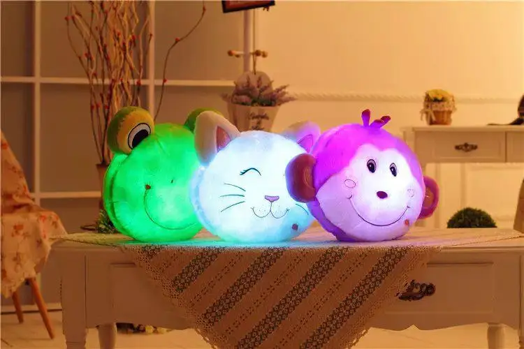 Luminous Stuffed LED Light Up Plush Glow CAT FROG Monkey Pillow font b Toy b font