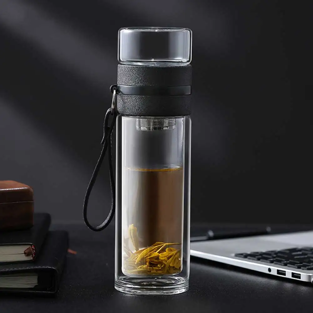 

Transparent Glass Tea Cup Portable Water Tea Bottle with Separate Cup Termos de filtro de vidrio UYT Shop