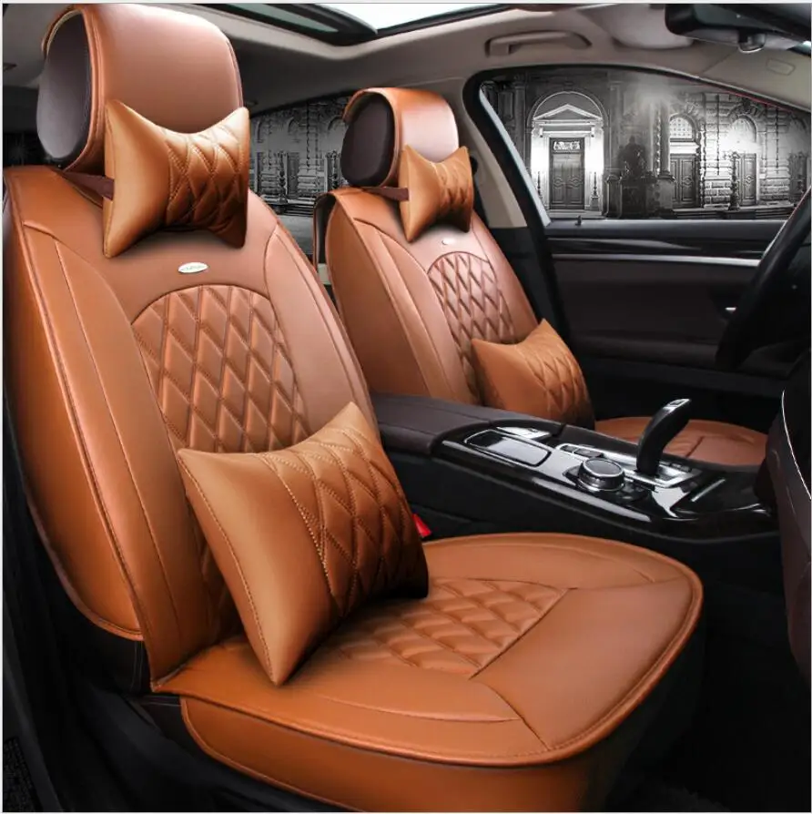 

Car Travel Leather Car Seat Cover Set Non Slide Auto Cushions Protector Pad Universal Size For mazda 3 6 Chery Toyota Polo BYD