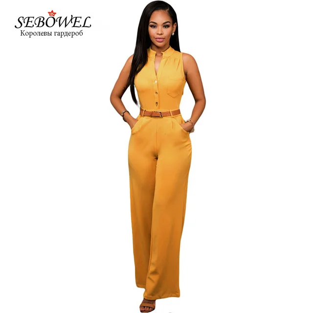 Gold Plus Size Rompers Women Jumpsuit Long Pant Casual Elegant Overalls