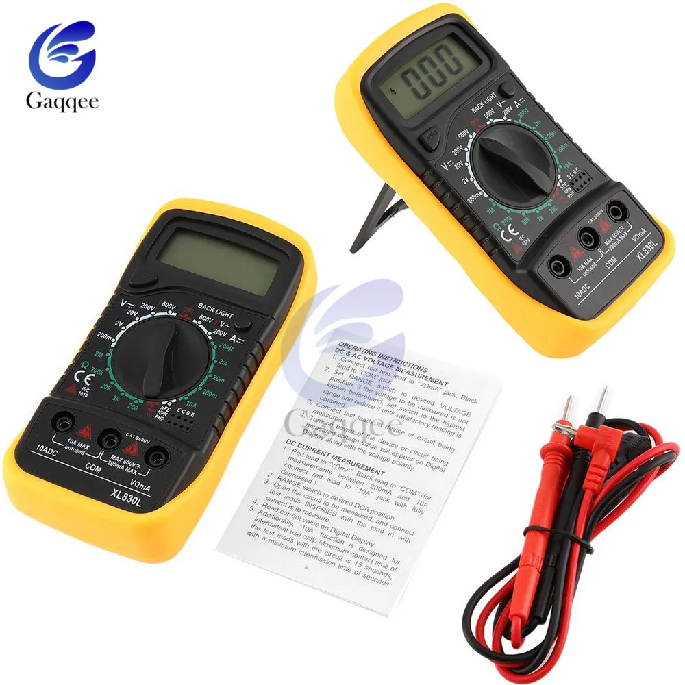 

XL830L Mini Multimeter LCD Digital Multimetro For Volt Amp Ohm Tester Meter AC/DC Voltmeter Ammeter Portable With Probe Handheld