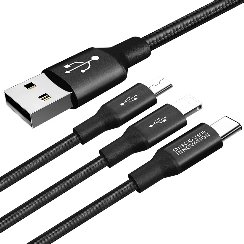 5 V/3A NILLKIN нейлоновый usb-кабель для зарядки и быстрой зарядки для iPhone кабель для быстрозаряжаемый Micro Тип-c 3-в-1 кабель для Oneplus X 7 Redmi Note 7 mi9 se