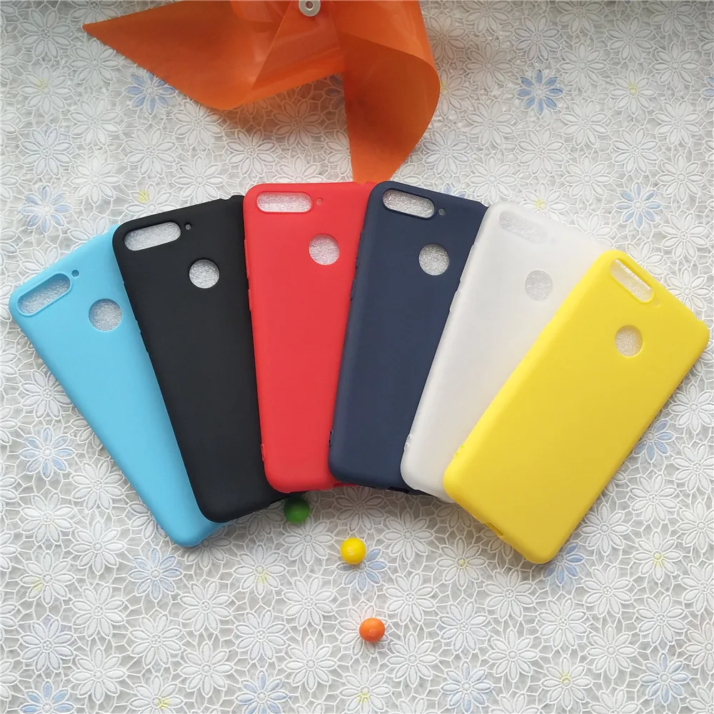 Цветной силиконовый матовый чехол Macarons для Huawei Honor 7A Pro высококачественный яркий