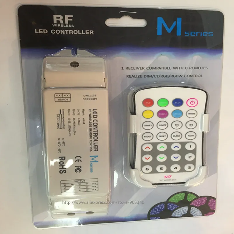 

M7+M4-5A rgb led controller rf M7 touch remote with M 4 5A Receiver controller,5A*4CH Max 20A output mini rf rgb led controller