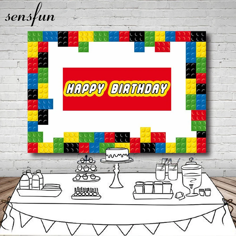 

Sensfun 220x150cm Vinyl Colorful Lego Photography Backdrop For Children Happy Birthday Backgrounds For Photo Studio Customize