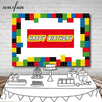 

Sensfun 220x150cm Vinyl Colorful Lego Photography Backdrop For Children Happy Birthday Backgrounds For Photo Studio Customize