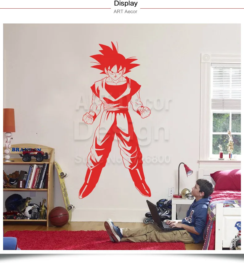 Dragon Ball Z Inspired Goku 3D стикер на стену виниловый анимационный фильм домашний декор с персонажами из мультфильмов DIY настенное украшение для детской комнаты