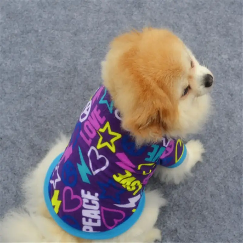 

2019 Autumn Winter Lovely Small Pet Dog Cats Clothes Jackets Puppy Print T Shirt Warm Coat Costumes