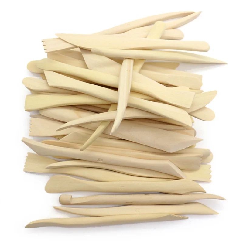 

6" 8 Inch Wooden Knife Clay Tool Sets of Pottery Craft Supplies DIY Model Hand Sculpture Tools Plastic and Wood Sculpture Cutter