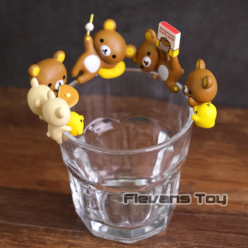 

PUTITTO Dolls Rilakkuma Bear with Kiiroitori Mini Cute PVC Figures Toys Cup Decoration 5pcs/set
