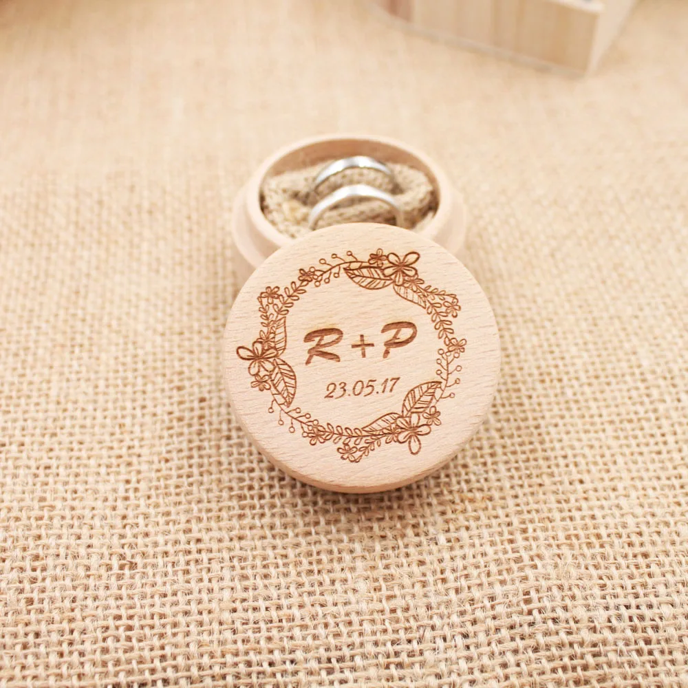 Personalized Gift Rustic Wedding Ring Bearer Box Custom Your Names and Date Engrave Wood Wedding Ring Box2