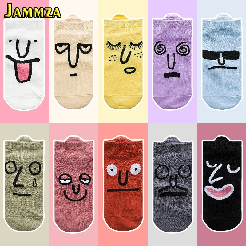 

Japan Fashion Women Funny Expression Cartoon Ankle Socks for Summer Harajuku Kawaii Graffiti Cotton Socks Creative Gift for Girl
