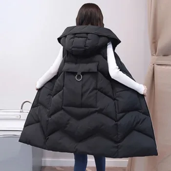 

Long Vest Autumn Winter Jacket Women Plus Size Down Cotton Vest Coat Sleeveless Jacket Coat Chaleco Mujer Outwears A448
