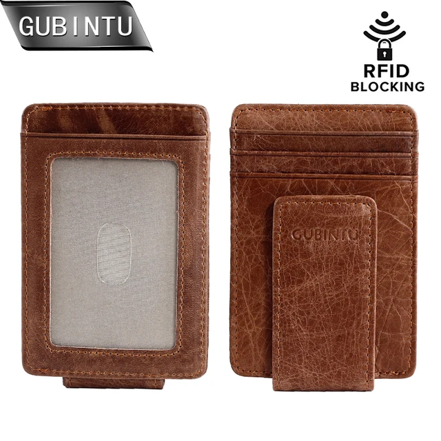 GUBINTU Money Clip Front Pocket Wallet Slim Genuine Leather