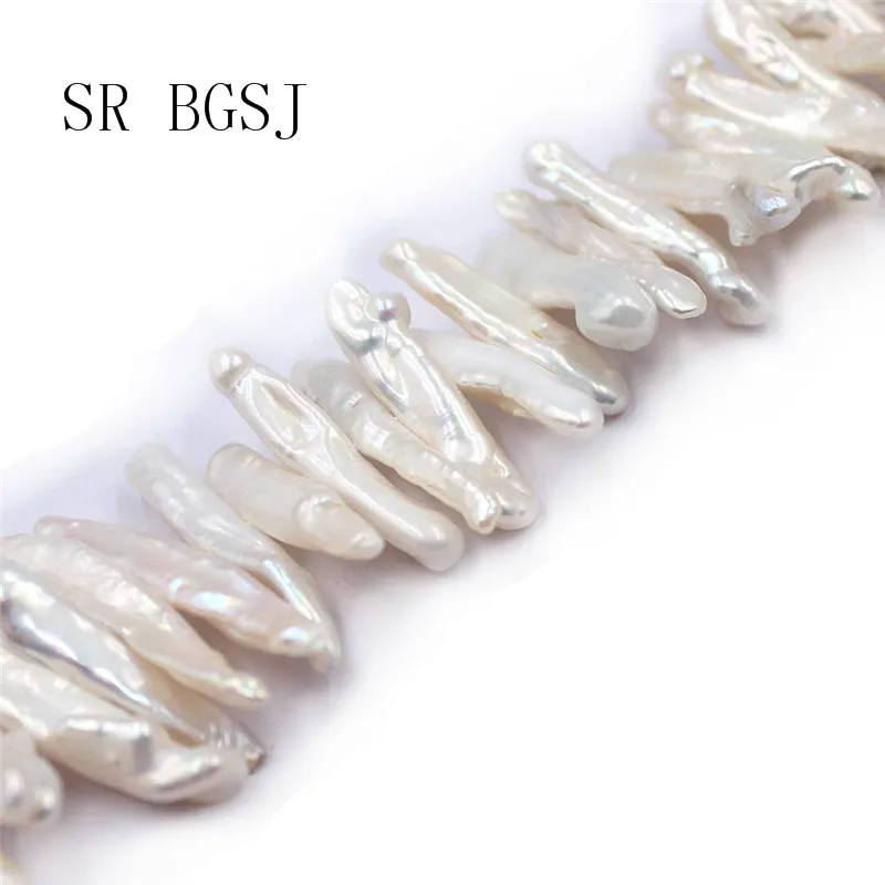 Различных размеров в стиле барокко зубы произвольной формы натуральный пресноводный жемчуг ювелирные изделия бусы нить 15"