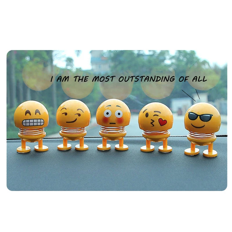 

Lovely Expression Auto Decoration Nodding Doll Toys Plastic Spring Shaking Head Car Dashboard Ornaments Car Interior Accessories