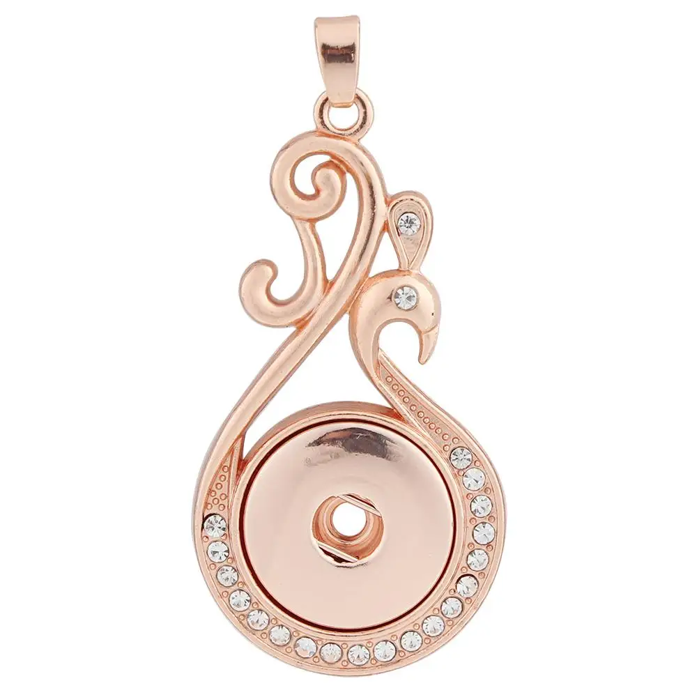

JaynaLee Rose Golden Snaps Pendant without Chain fit 18mm or 20mm Ginger Snaps for women Men gift GJP7004