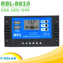 Y-SOLAR ШИМ Мини Солнечная Зарядное устройство контроллера 10A ЖК-дисплей Дисплей 12V 24V автоматический Солнечный регулятор с двумя USB 5V для PV Системы