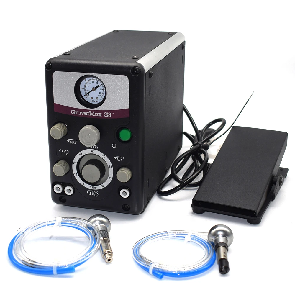

High Quality Graver Max G8 Jewelry Pneumatic Impact Engraving Machine GRS Engraving System with 2 Handpieces