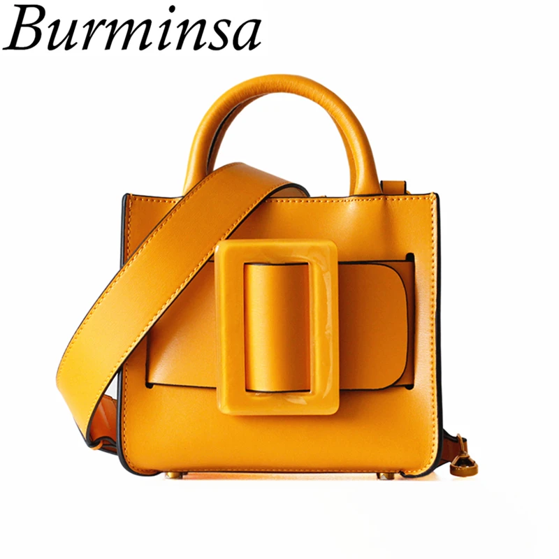 

Burminsa Korean Style Wide Belt Crossbody Bags For Women Mini Designer Genuine Leather Handbags Female Shoulder Bags Summer 2019