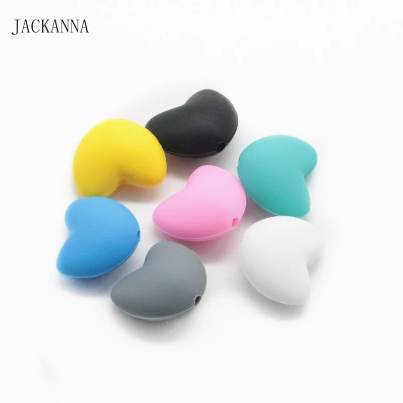 

5PCS Silicone Beads Heart Shaped Beads Teething Baby Teether Baby Tool Care Necklace Pacifier Chain DIY Toys BPA Free