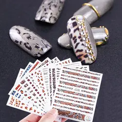 9 дизайн 3D Leopard ногтей Стикеры s дикие сексуальные клейкий трансферный наклейка ползунок украшения ногтей Стикеры тату из фольги LACA401-409-1
