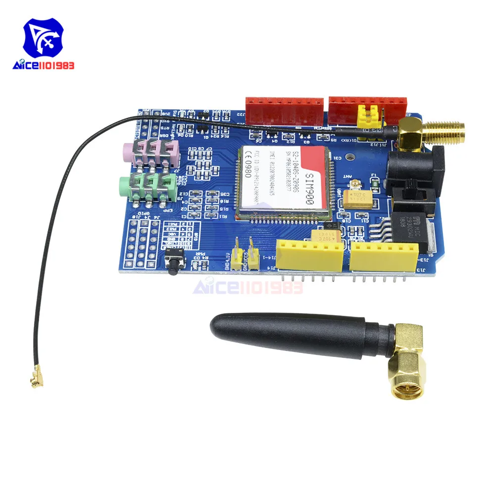Модуль разработки diymore SIM900 850/900/1800/1900 МГц GPRS GSM плата с IPX интерфейсная антенна для