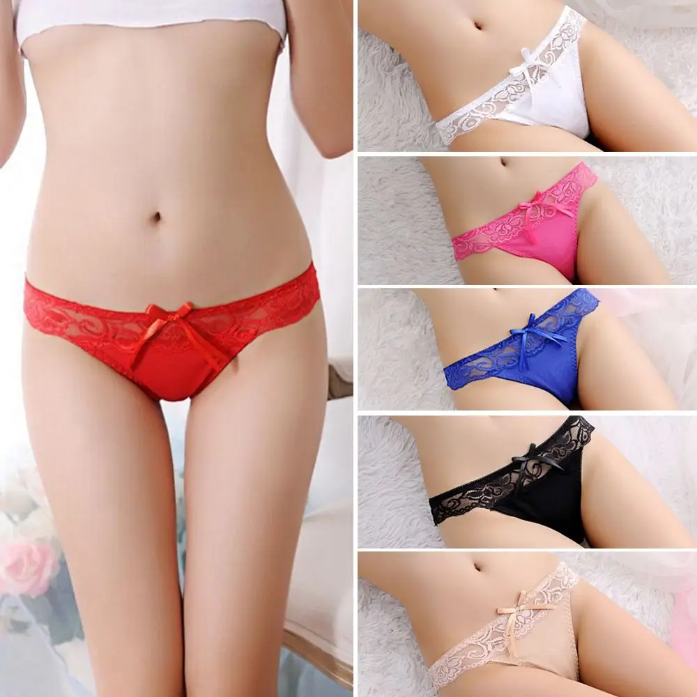 1PC High Quality Fashion Sexy Lady Thongs Lace Cotton Floral Sheer Underwear Soft Comfortable Lingeries Briefs Women Panties