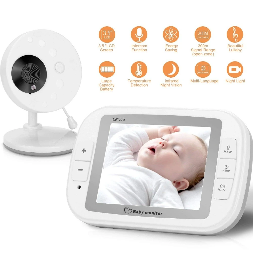 3 5inch Lcd Baby Video Monitor With Camera Bebe Infrared Night Vision Lullaby Babyphone Niania Elektroniczna Vigilabebes Audio Baby Monitors Aliexpress