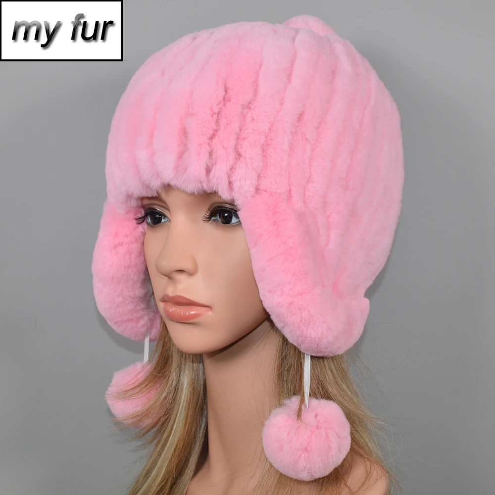 

Winter Thick Warm Real Rex Rabbit Fur Beanies Hats Women Real Rex Rabbit Fur Skullies Hat Elastic Natural Rex Rabbit Fur Caps