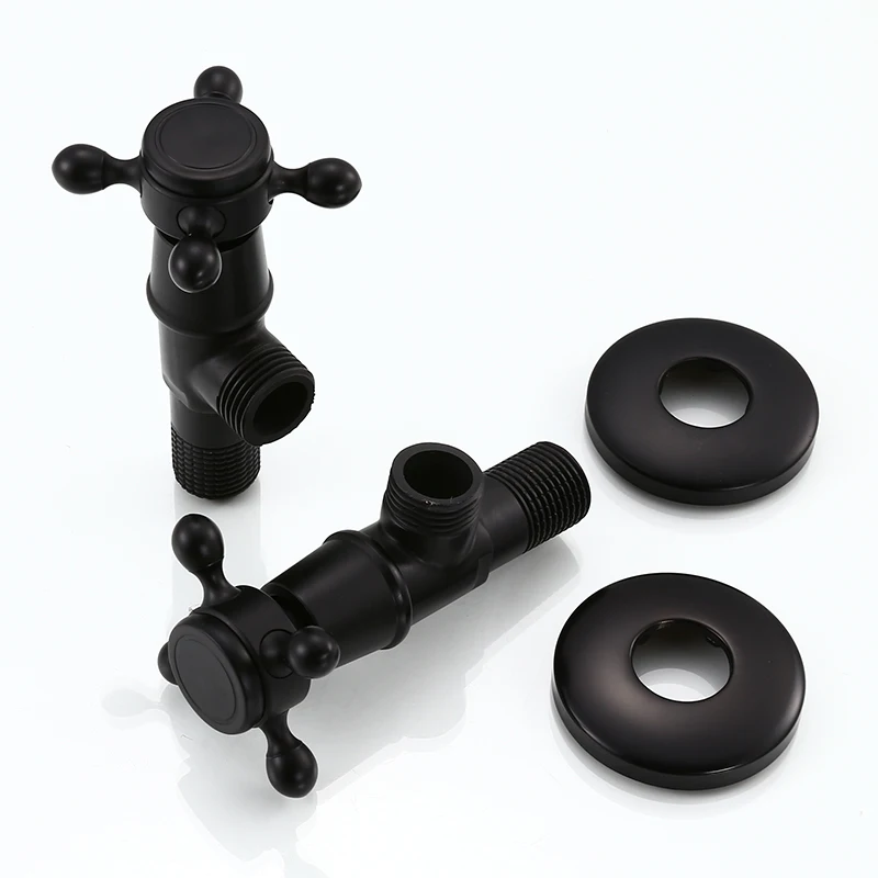 Black Angle Valve Antique Brass Wall Mount Angle Valve for Toilet Universal Stop Water Triangle Valve for Faucet and Toilet