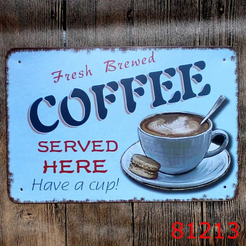 30X20CM Coffee Served Here Vintage Home Decor Tin Sign Pub Wall Decor