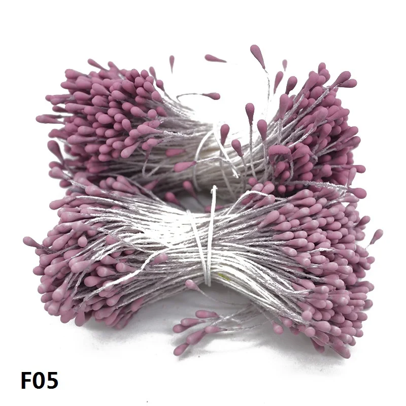 400 шт 1,5 мм мини Двойные головки тычинки ручной работы Искусственные цветы Pistil для свадебного украшения дома DIY скрапбук ремесло цветок - Цвет: F05