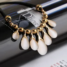 Винтаж ювелирные изделия розовое золото опал ожерелье большой ключицы цепи ожерелье Женская мода кулон n2054