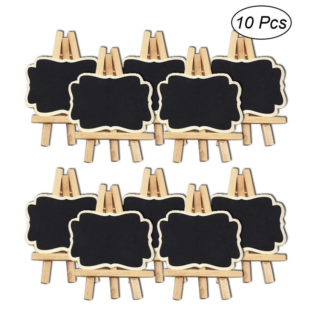 10PCS Mini Blackboard Chalkboard Wooden Stand Message Board Holder Wedding Party