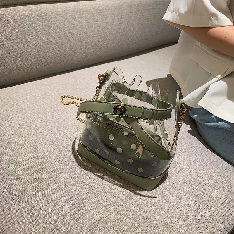 

Bag Woman 2019 New Korean Edition Westernized Single Shoulder Bag Fashion Baitao Transparent Jelly Slanting Barrel Bag