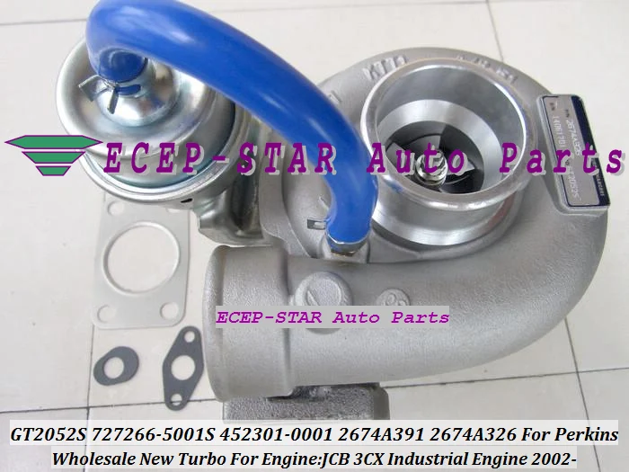 GT2052S 727266-5001S 452301-0001 727266-0001 2674A391 2674A326 turbo For Perkins JCB 3CX Industrial Engine 2002- (3)