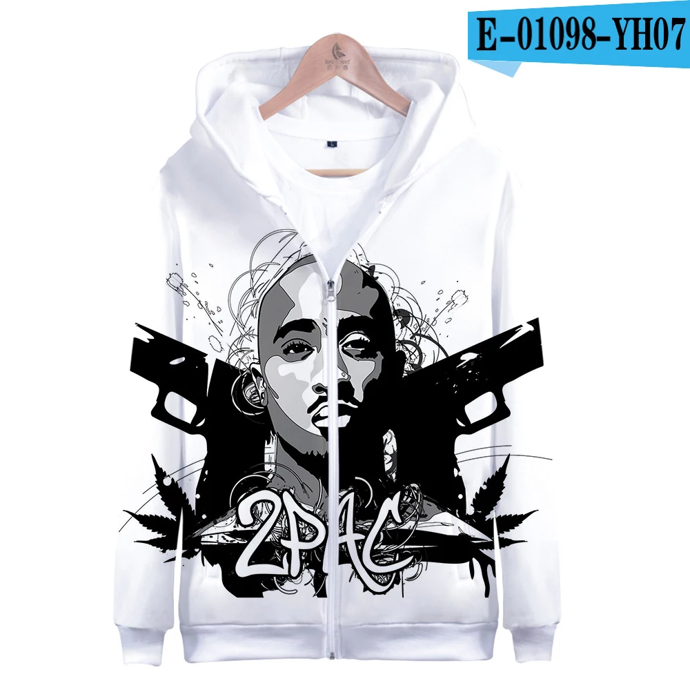 Американский раппер Тупак 2PAC стиль толстовка на молнии Досуг хип хоп тренд повседневные толстовки толстовка на молнии - Цвет: As shown