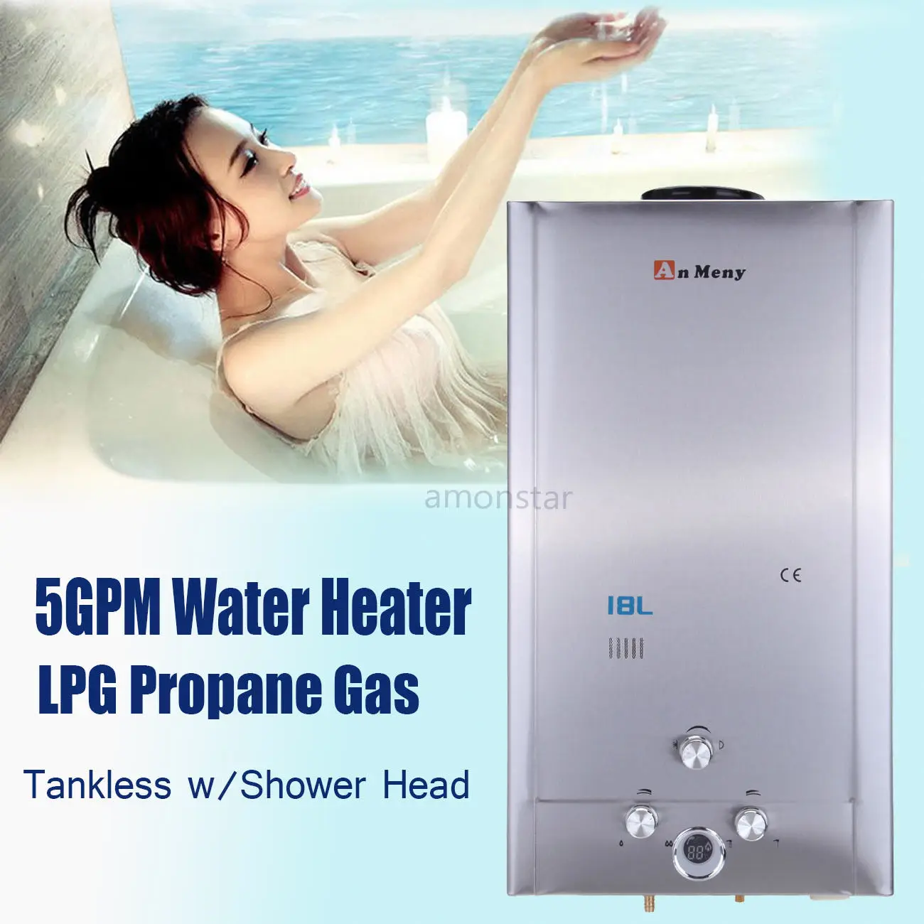 Быстрая доставка 18L Tankless пропана LPG газовый котел водонагреватель 5GPM цифровой
