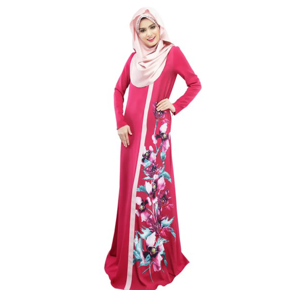 Мусульманские, исламские женщины печать многоцветные карман Ближний Восток длинное платье