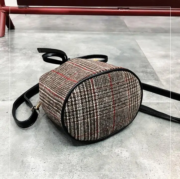Свежий пакет для документов новая сумка-мессенджер женская сумка с меховым шариком Ретро сумка-ведро в клетку с Наплечная Сумка