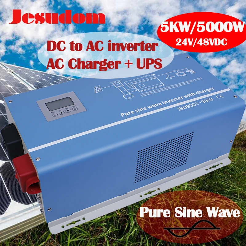 

Pure Sine Wave Inverter 5000W Solar Wind Power Inverter Toroidal Transformer Inverter with AC Charger and UPS Function