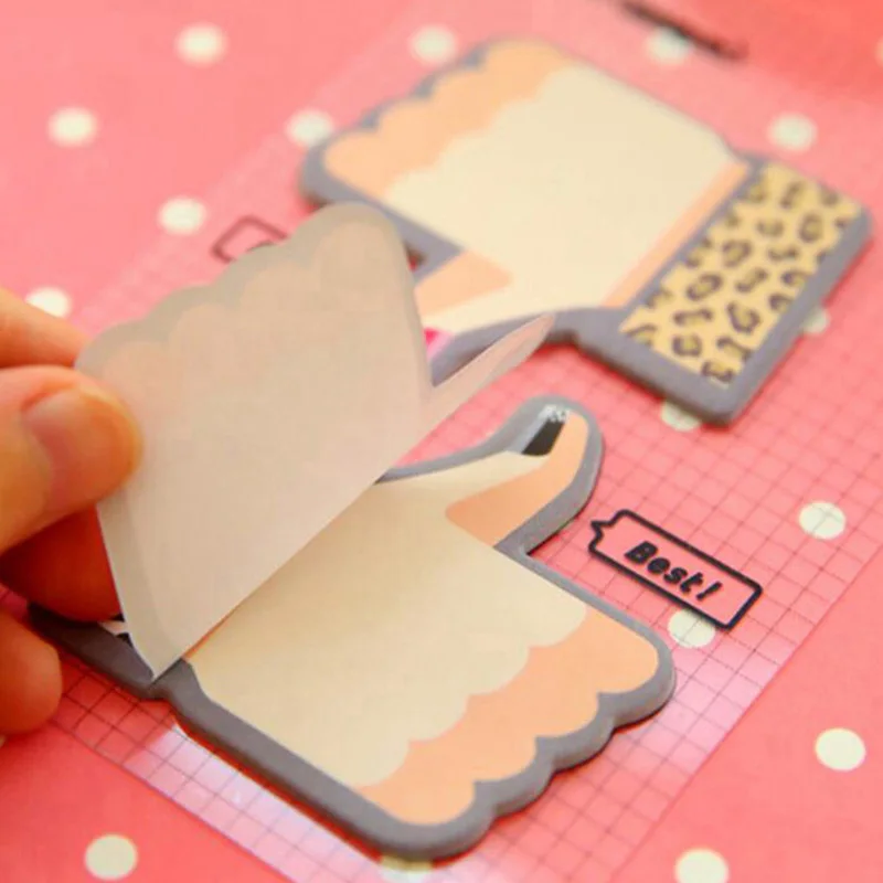 

10 sets/lot Thumb Shape Sticky Paper Notes Bookmark Paper Cartoon Bookmarks Gift Prize School Office Home Stationery Paper