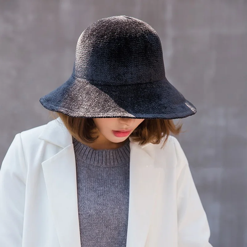 

MAXSITI U Solid color chenille comfortable warm bucket hats Female simple fashion foldable fisherman hat