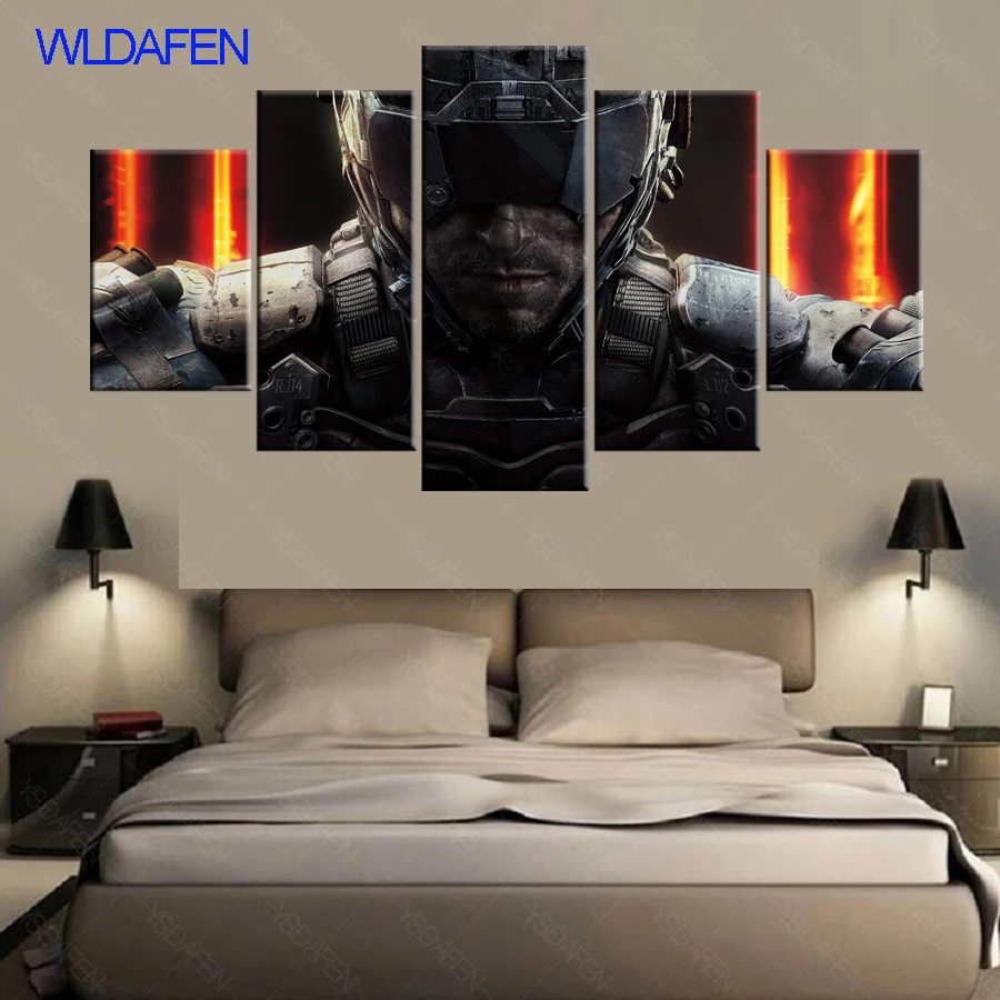 5 Piece Canvas Art Hd Print Call Duty Black Ops 3 Game Poster