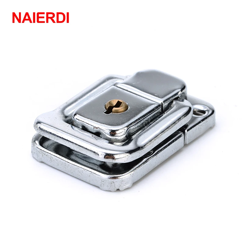 Latch Catch Cabinet Latch NAIERDI J402 Box Hasp Cabinet Fastener Lock With Key Spring Latch Catch Toggle Iron Locks For Drawer Door Furniture Hardware