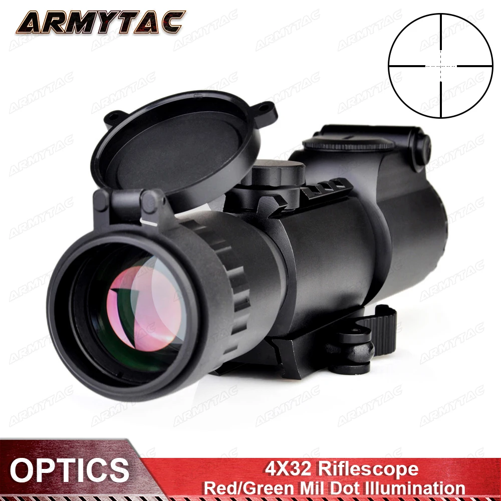 

OPTICS 4X32 Red/Green Illuminated Scope With QD Mount Tactical Riflescope Sniper Hunting Shooting Rifle Sight